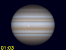 Io's schaduw en Europa gelijktijdig te zien op Jupiters schijf