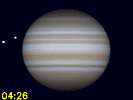 Io en Europa gelijktijdig zichtbaar op de schijf van Jupiter