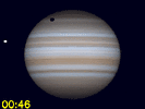 Io en Ganymedes' schaduw gelijktijdig zichtbaar op Jupiters schijf