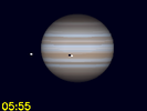 Io's schaduw, Europa en Europa's schaduw gelijktijdig te zien op Jupiters schijf