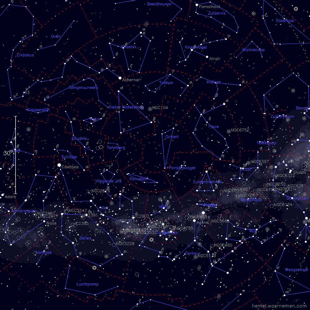 Kaart van de vaste sterrenhemel - afbeelding niet gevonden, klik om te sluiten