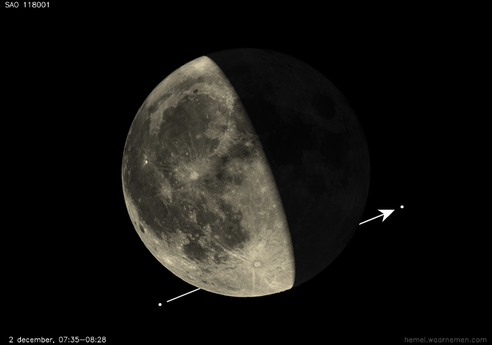 Pad van SAO 118001 t.o.v. De Maan