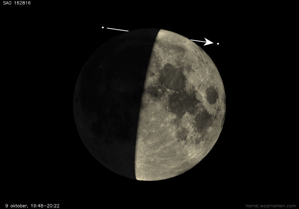 Pad van SAO 162816 t.o.v. De Maan