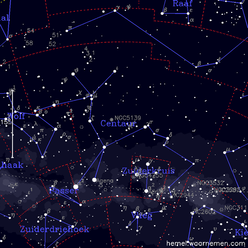 Kaart van het sterrenbeeld Centaur