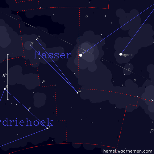 Kaart van het sterrenbeeld Passer