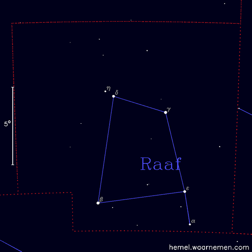 Kaart van het sterrenbeeld Raaf
