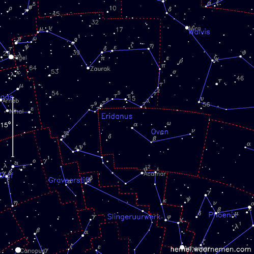 Kaart van het sterrenbeeld Eridanus