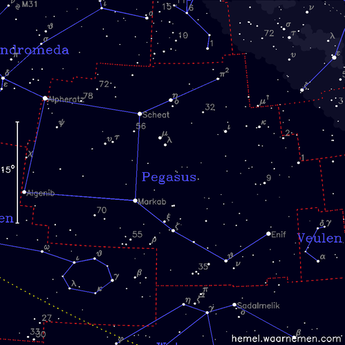 Kaart van het sterrenbeeld Pegasus