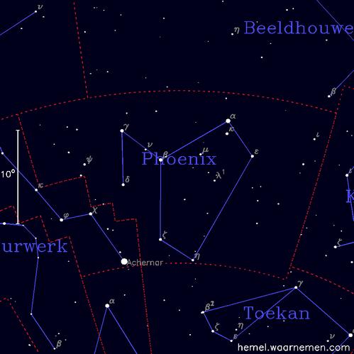 Kaart van het sterrenbeeld Phoenix