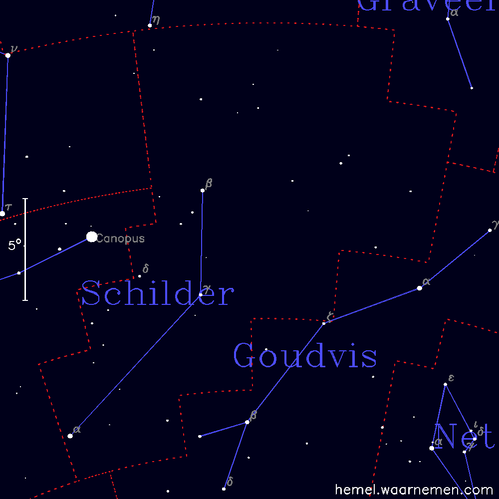 Kaart van het sterrenbeeld Schilder