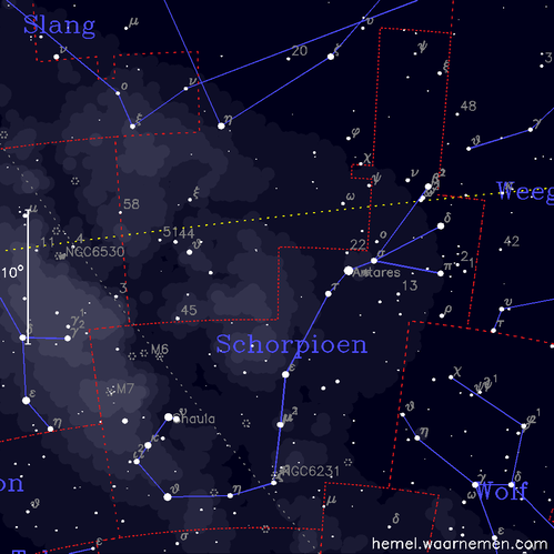 Kaart van het sterrenbeeld Schorpioen