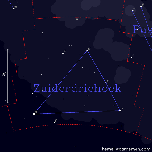 Kaart van het sterrenbeeld Zuiderdriehoek