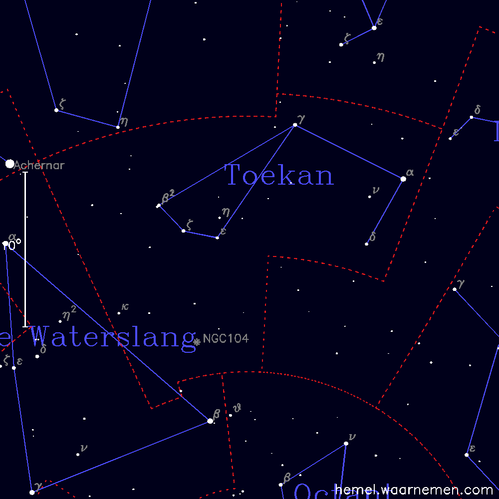 Kaart van het sterrenbeeld Toekan