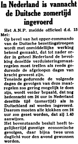 Krantenbericht uit de Rotterdamse Courant van 16 mei 1940