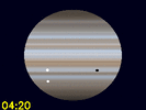 Io en Europa zichtbaar op Jupiters schijf
