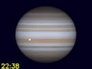 Io en Ganymedes' schaduw gelijktijdig te zien op de schijf van Jupiter