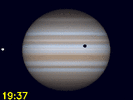 Io en Callisto's schaduw gelijktijdig zichtbaar op de schijf van Jupiter