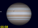 Io's schaduw, Europa en Europa's schaduw gelijktijdig zichtbaar op de schijf van Jupiter