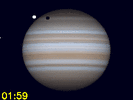 Io's schaduw, Ganymedes en Ganymedes' schaduw gelijktijdig zichtbaar op de schijf van Jupiter