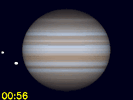 Io en Callisto gelijktijdig zichtbaar op de schijf van Jupiter