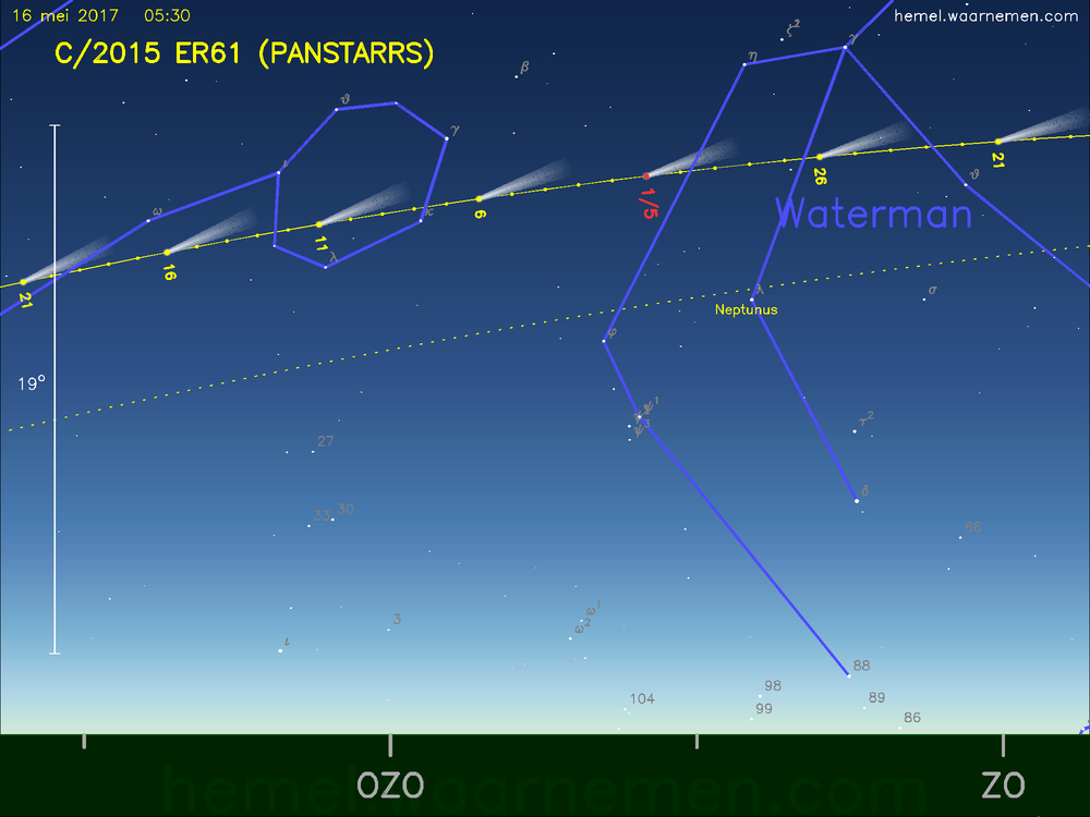 De komeet C/2015 ER61 (PANSTARRS) aan de ochtendhemel