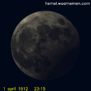 De Maan tijdens het maximum van de eclips