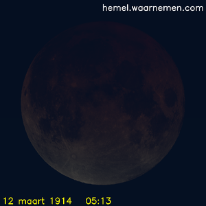 De Maan tijdens het maximum van de eclips