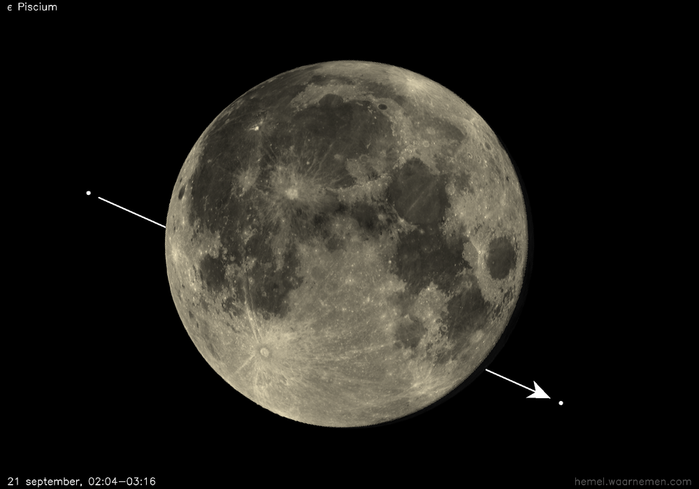 Pad van ε Piscium t.o.v. De Maan