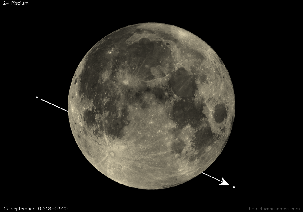 Pad van 24 Piscium t.o.v. De Maan