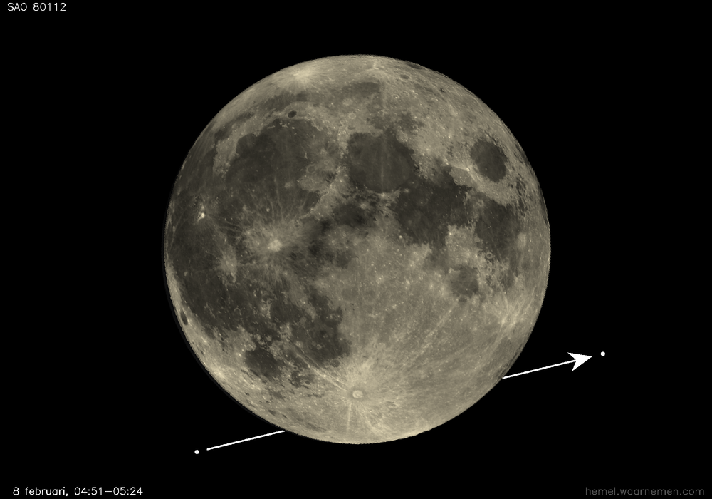 Pad van SAO 80112 t.o.v. De Maan