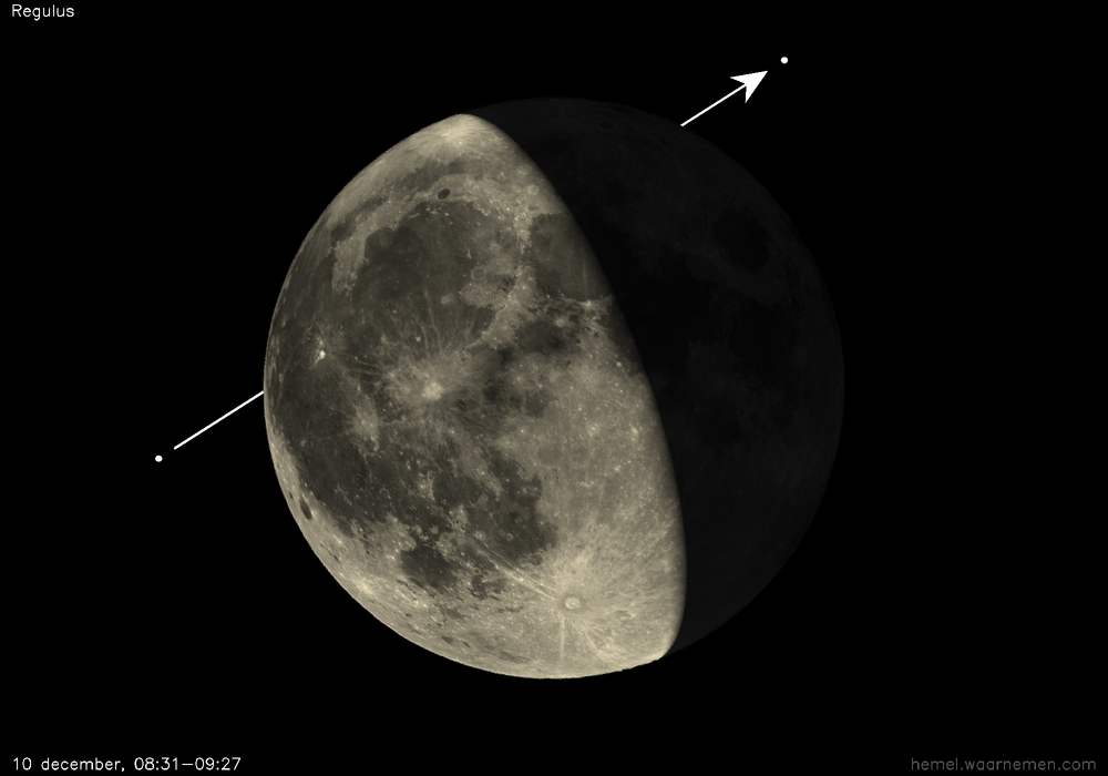 Pad van Regulus t.o.v. de Maan