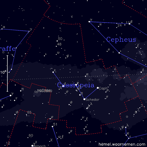 Kaart van het sterrenbeeld Cassiopeia
