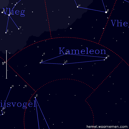 Kaart van het sterrenbeeld Kameleon