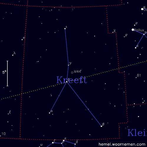 Kaart van het sterrenbeeld Kreeft