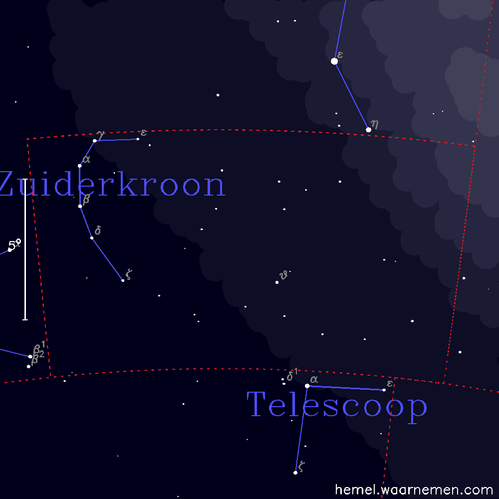 Kaart van het sterrenbeeld Zuiderkroon