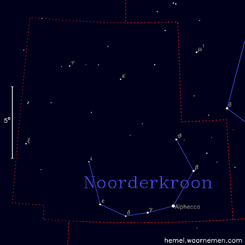 Kaart van het sterrenbeeld Noorderkroon