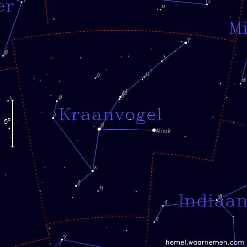 Kaart van het sterrenbeeld Kraanvogel