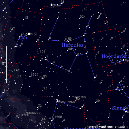 Kaart van het sterrenbeeld Hercules