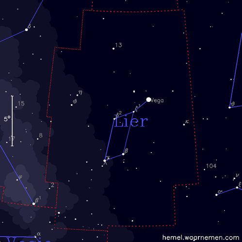 Kaart van het sterrenbeeld Lier