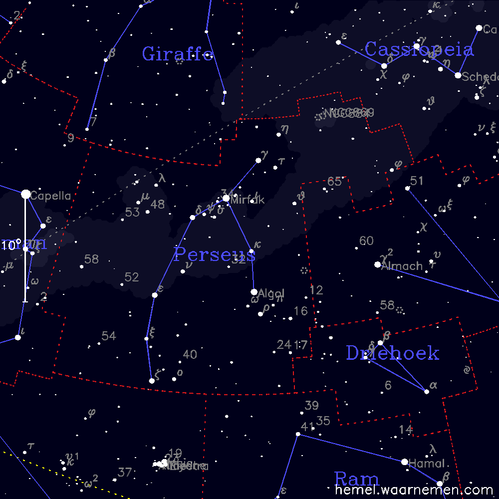 Kaart van het sterrenbeeld Perseus
