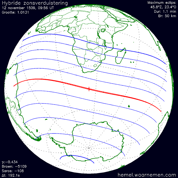 Wereldkaart van de eclips