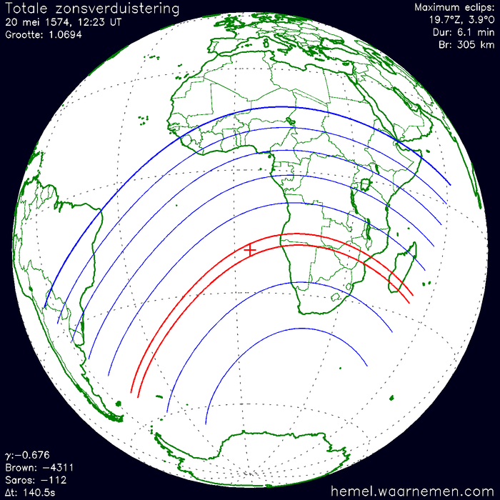 Wereldkaart van de eclips