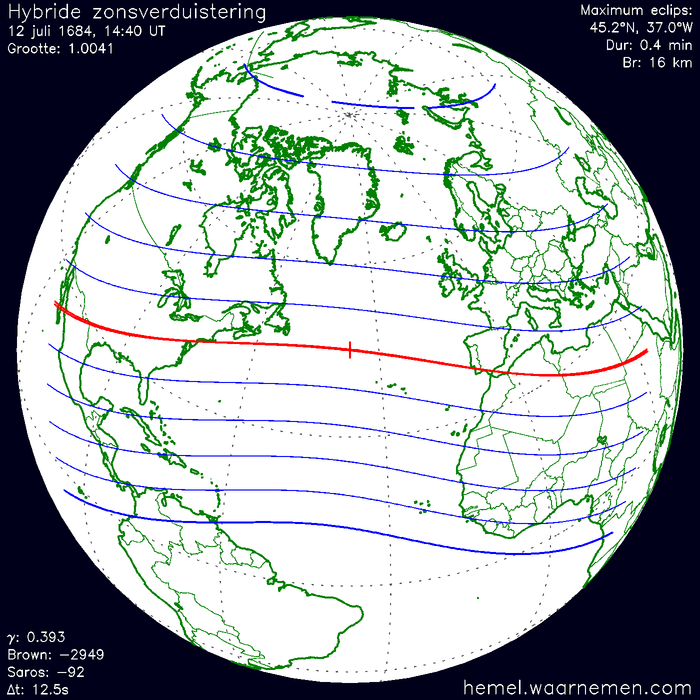 Wereldkaart van de eclips