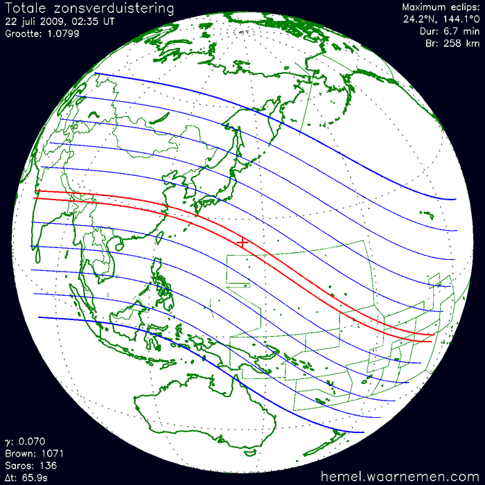 Wereldkaart van de eclips