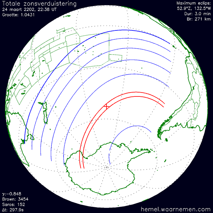Wereldkaart van de eclips
