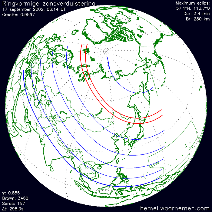 Wereldkaart van de eclips