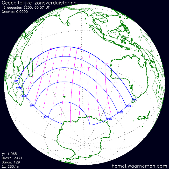 Wereldkaart van de eclips