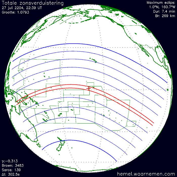 Wereldkaart van de eclips