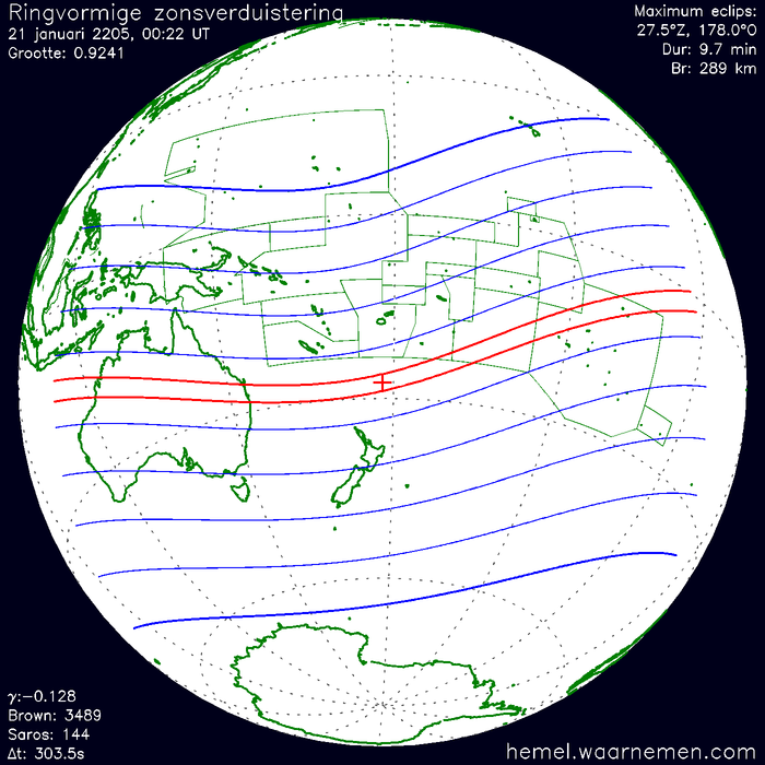 Wereldkaart van de eclips