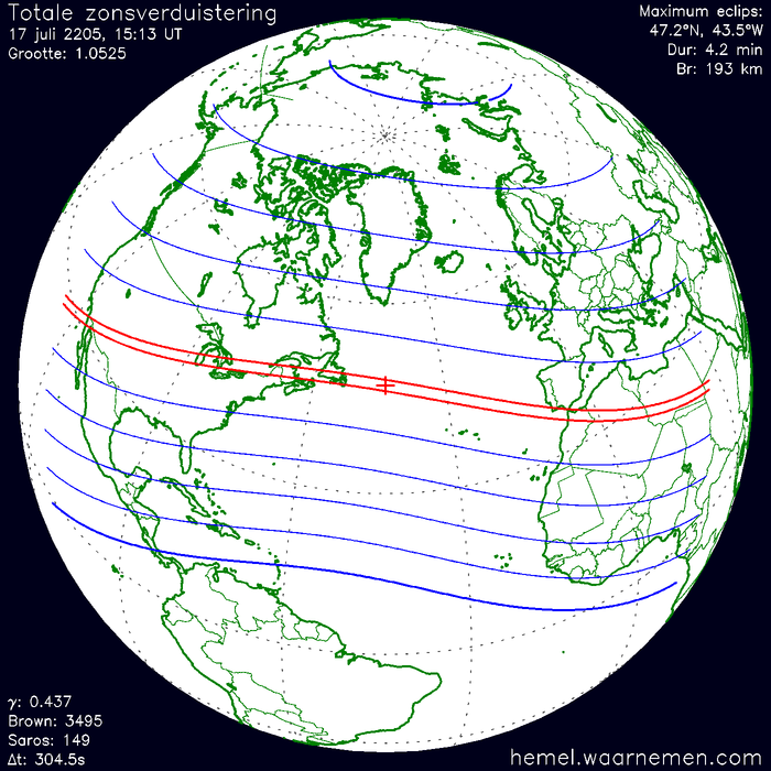 Wereldkaart van de eclips